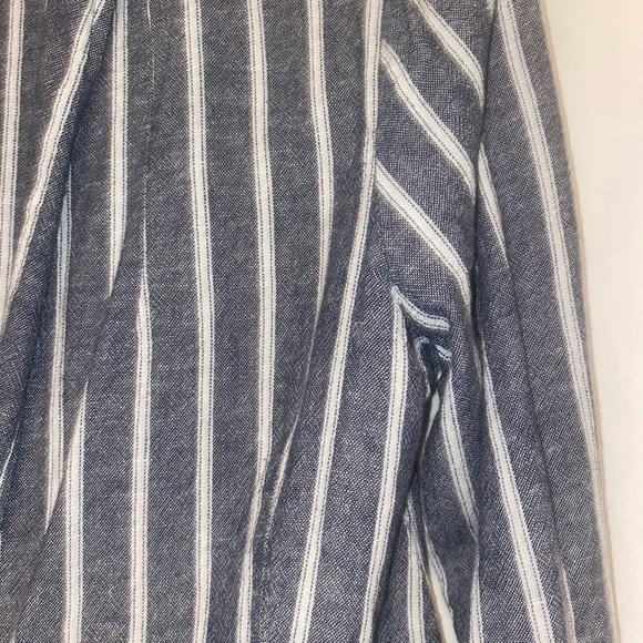 Anthropologie Sanctuary Linen Comfy Soft Chambray White Striped Blazer Small - Picture 7 of 9